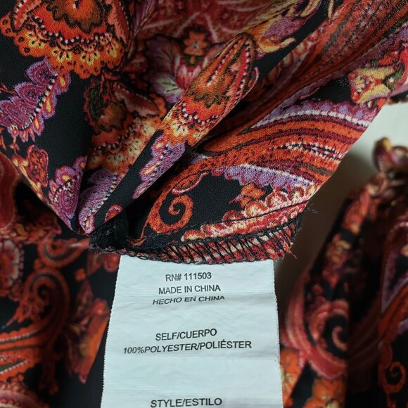 Figueroa & Flower Paisley Floral Bohemian Peasant Blouse Black Multi Women's 1X - Picture 10 of 11